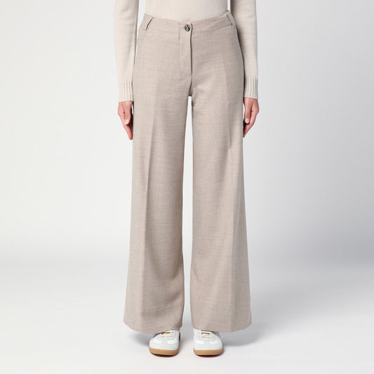 Grey Mélange Wool Trousers