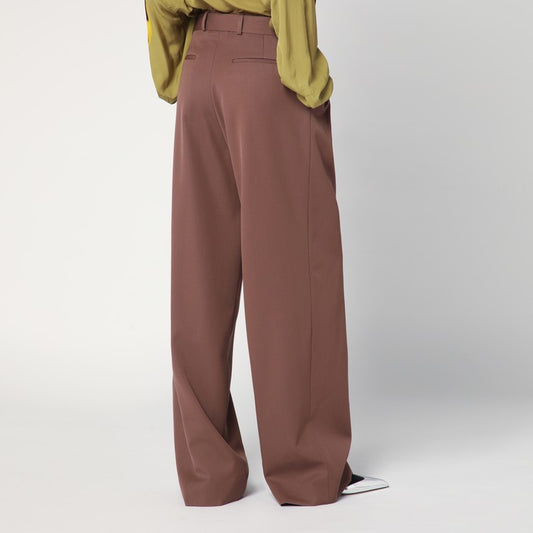 Wide taupe cotton trousers