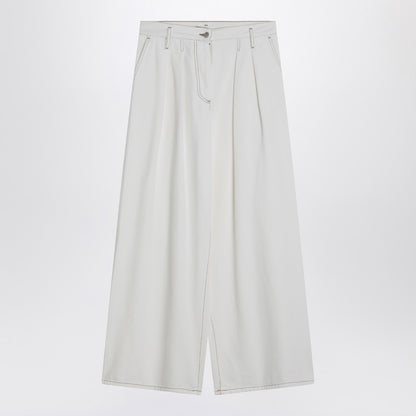 Wide White Trousers In Cotton