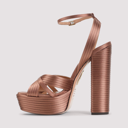 Brown Sundace Satin Sandals