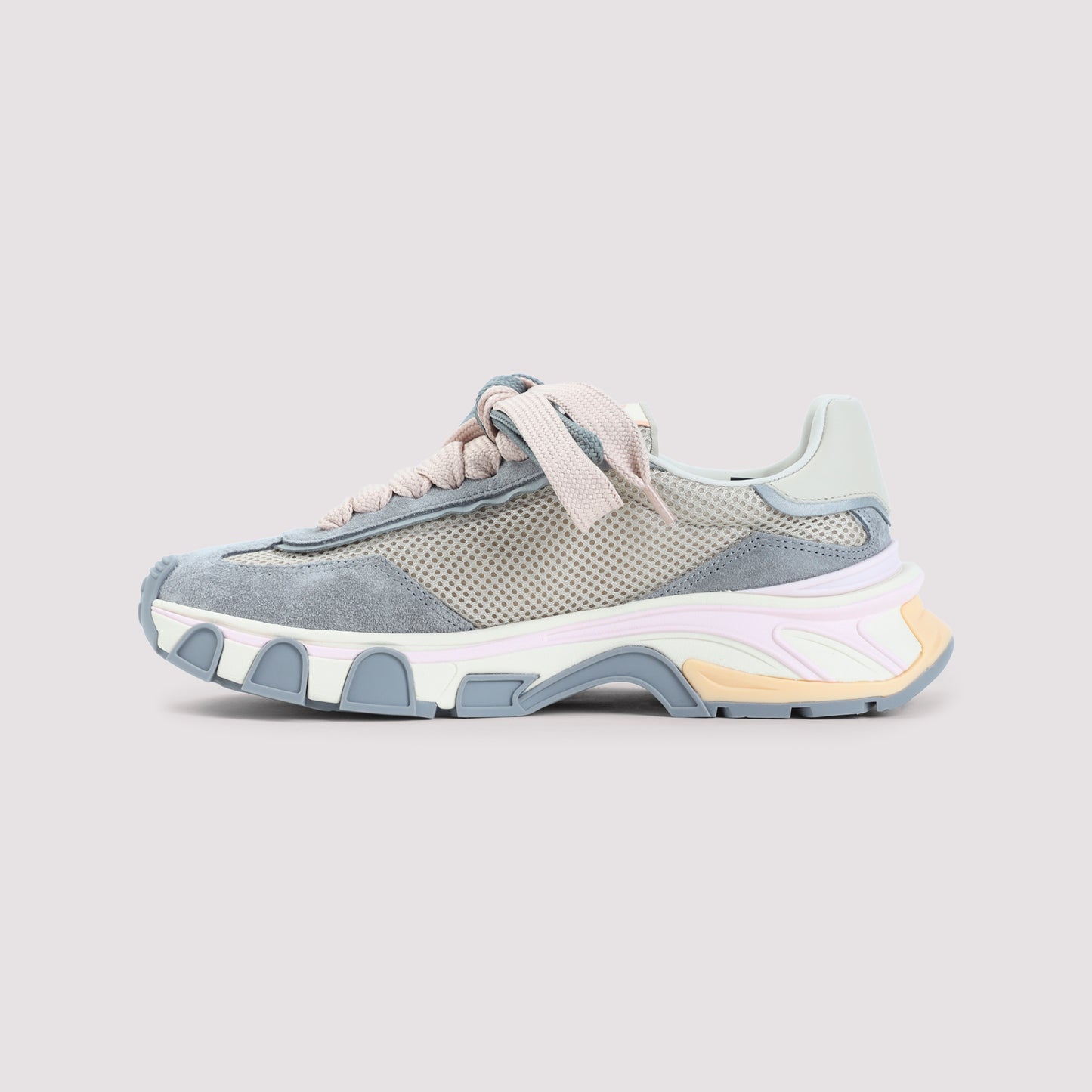 Beige and Grey Low-Top Polyamide Sneakers