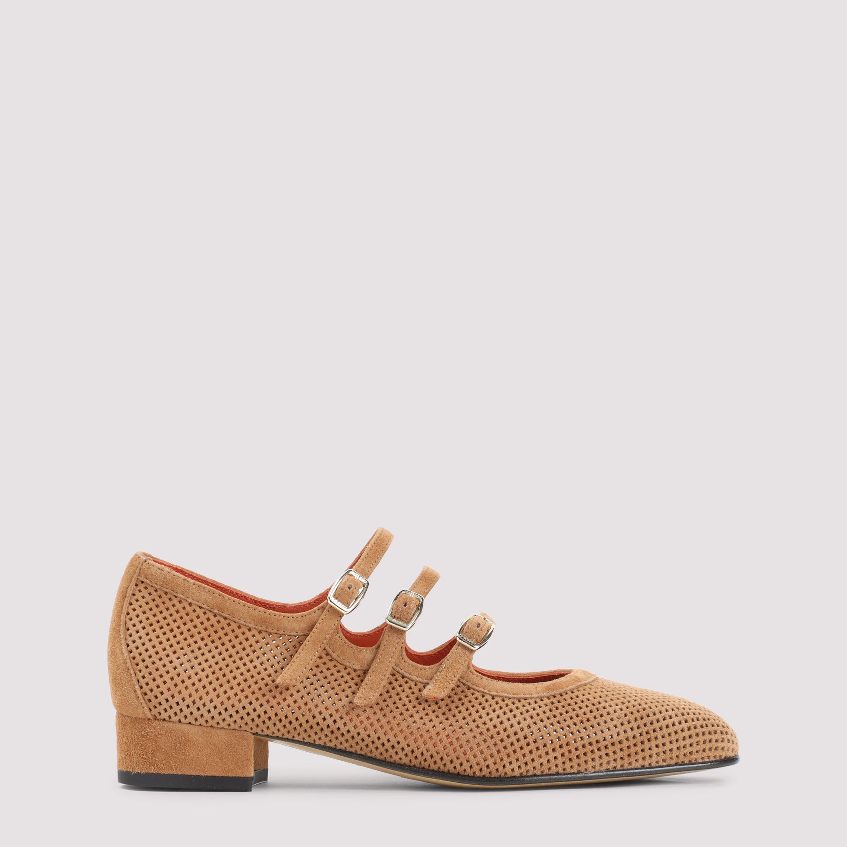 Tan Brown Suede Leather Ariana Split Suede Maryjane Pumps