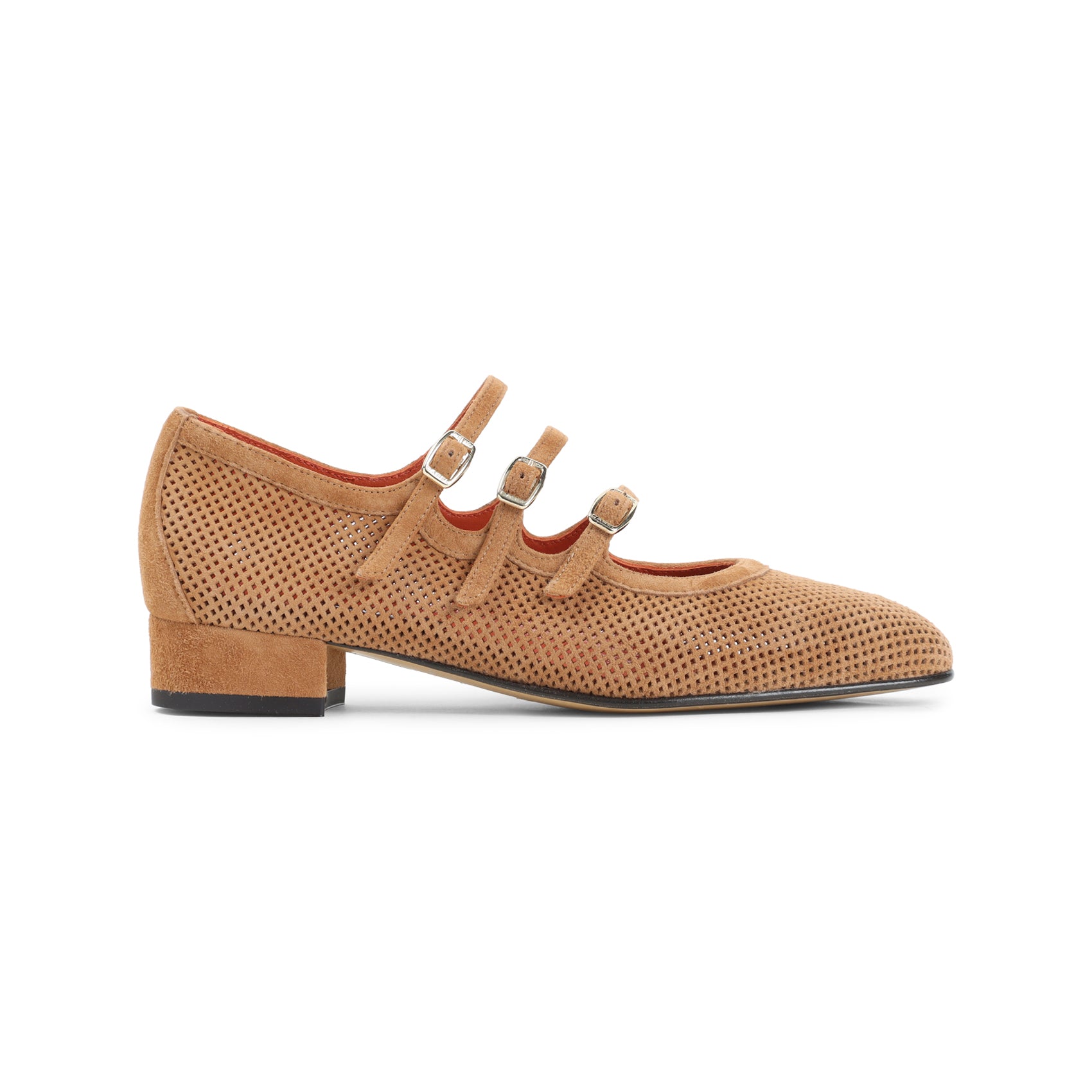 Tan Brown Suede Leather Ariana Split Suede Maryjane Pumps
