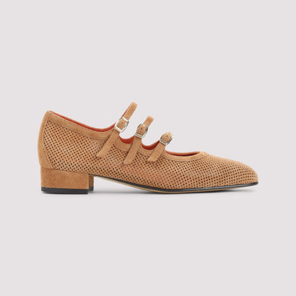Tan Brown Suede Leather Ariana Split Suede Maryjane Pumps