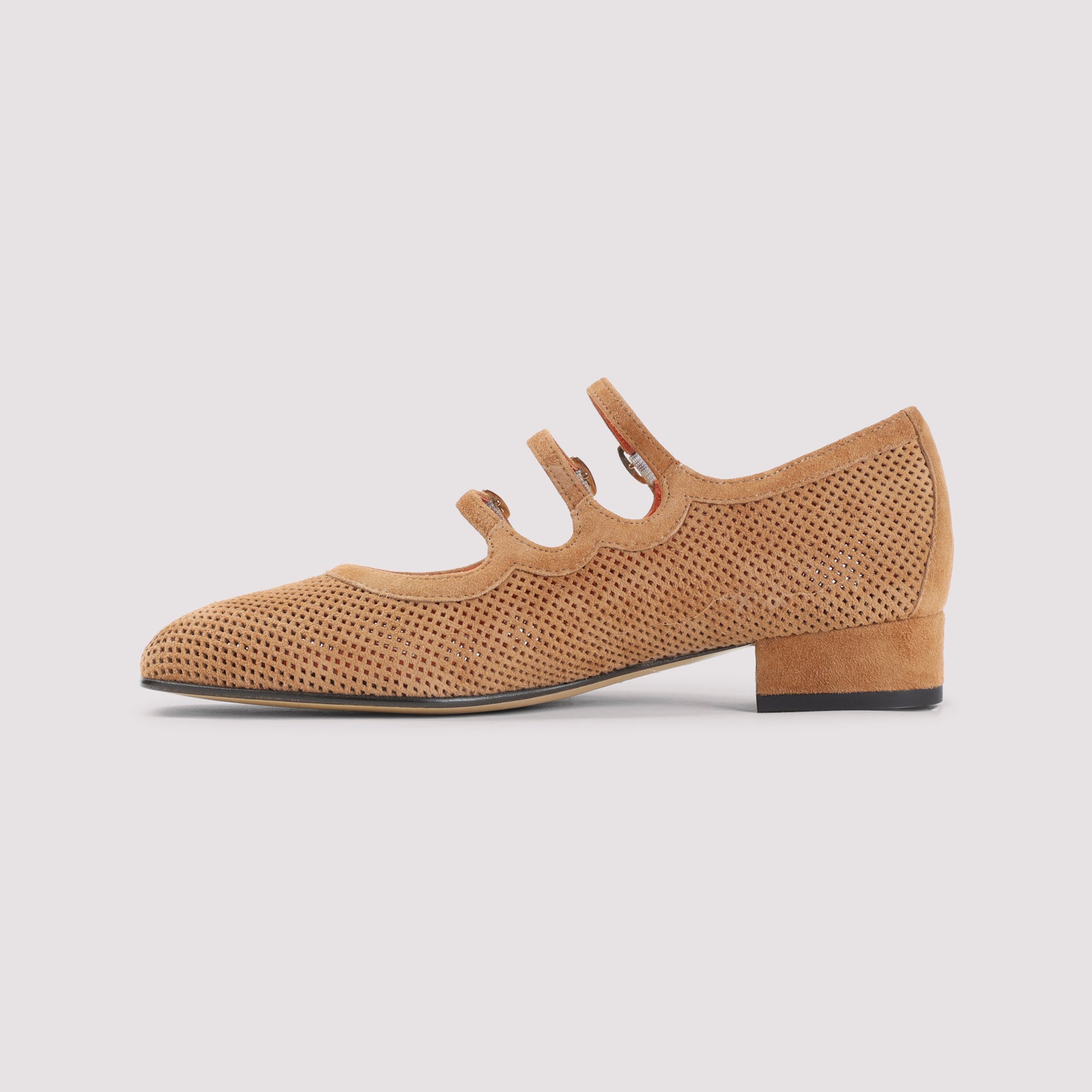Tan Brown Suede Leather Ariana Split Suede Maryjane Pumps