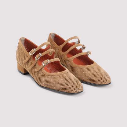 Tan Brown Suede Leather Ariana Split Suede Maryjane Pumps