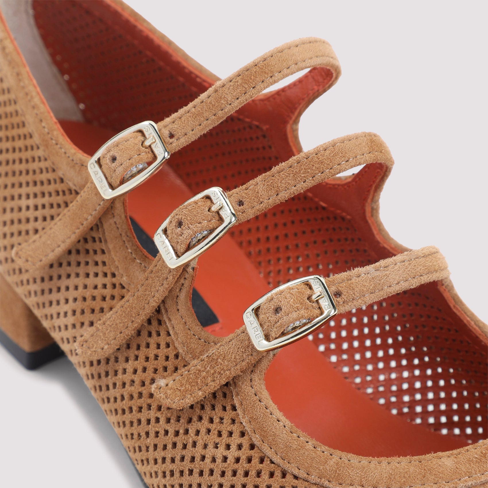 Tan Brown Suede Leather Ariana Split Suede Maryjane Pumps