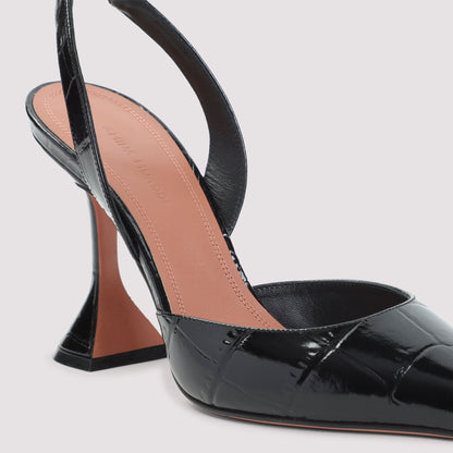 Black Leather Holli Sling 95 Mules