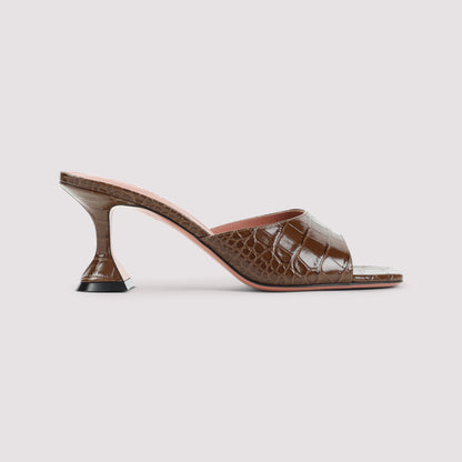 Brown Leather Lupita 70 Slipper Mules