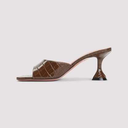 Brown Leather Lupita 70 Slipper Mules