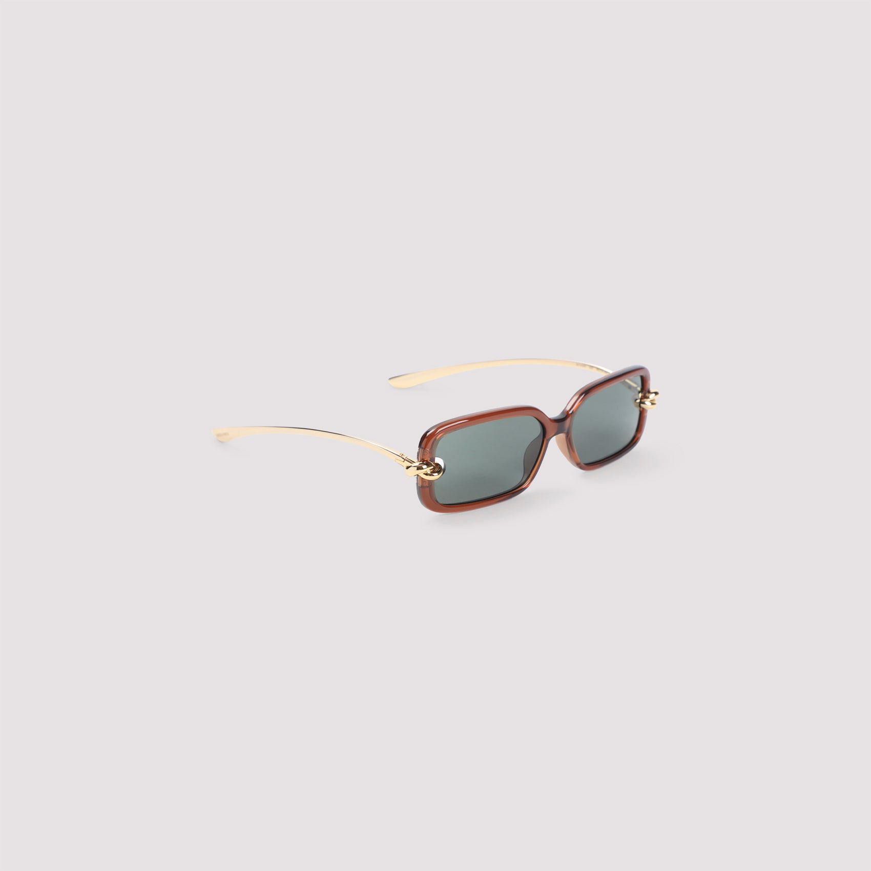 Brown Knot Rectangular Polyamide Sunglasses