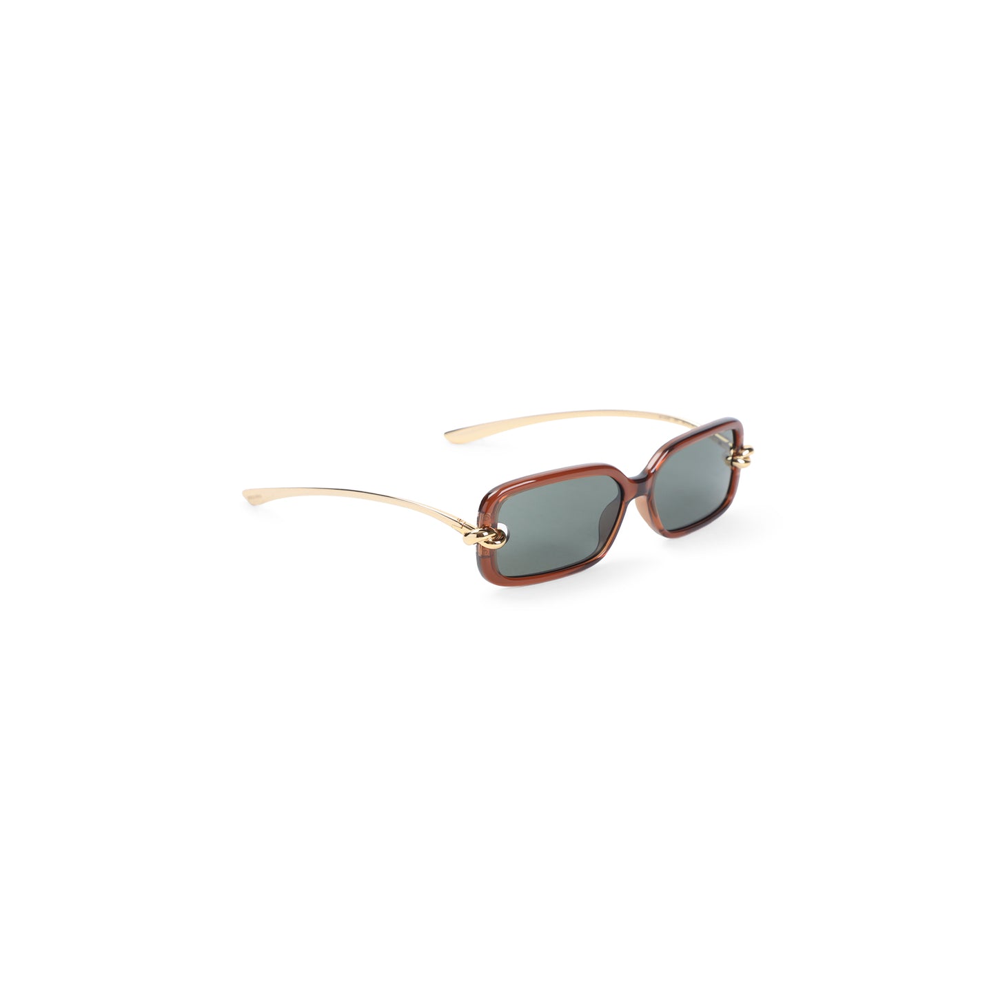 Brown Knot Rectangular Polyamide Sunglasses