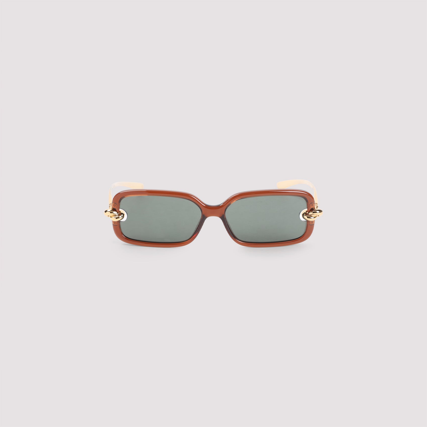 Brown Knot Rectangular Polyamide Sunglasses