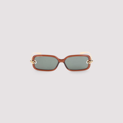 Brown Knot Rectangular Polyamide Sunglasses