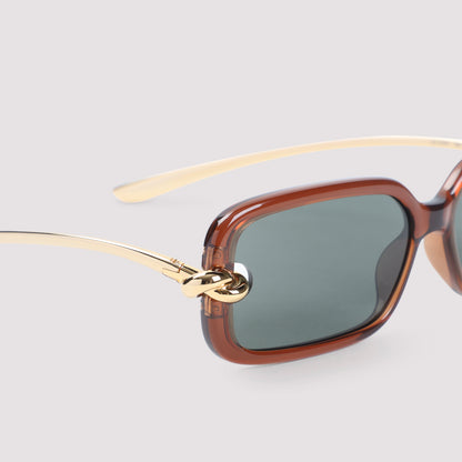 Brown Knot Rectangular Polyamide Sunglasses