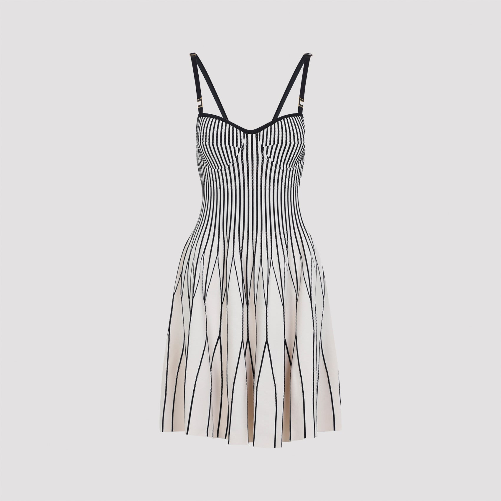 White and Black Knit Viscose Mini Dress