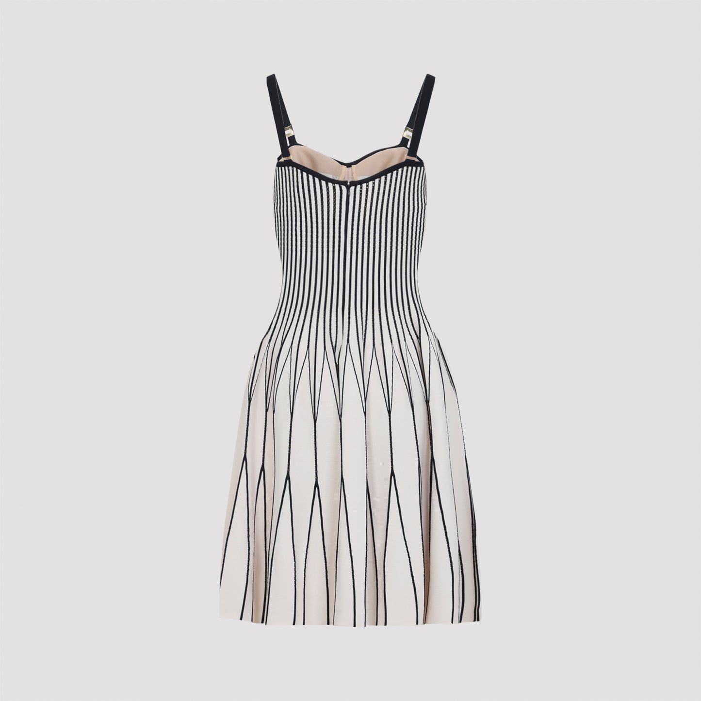 White and Black Knit Viscose Mini Dress