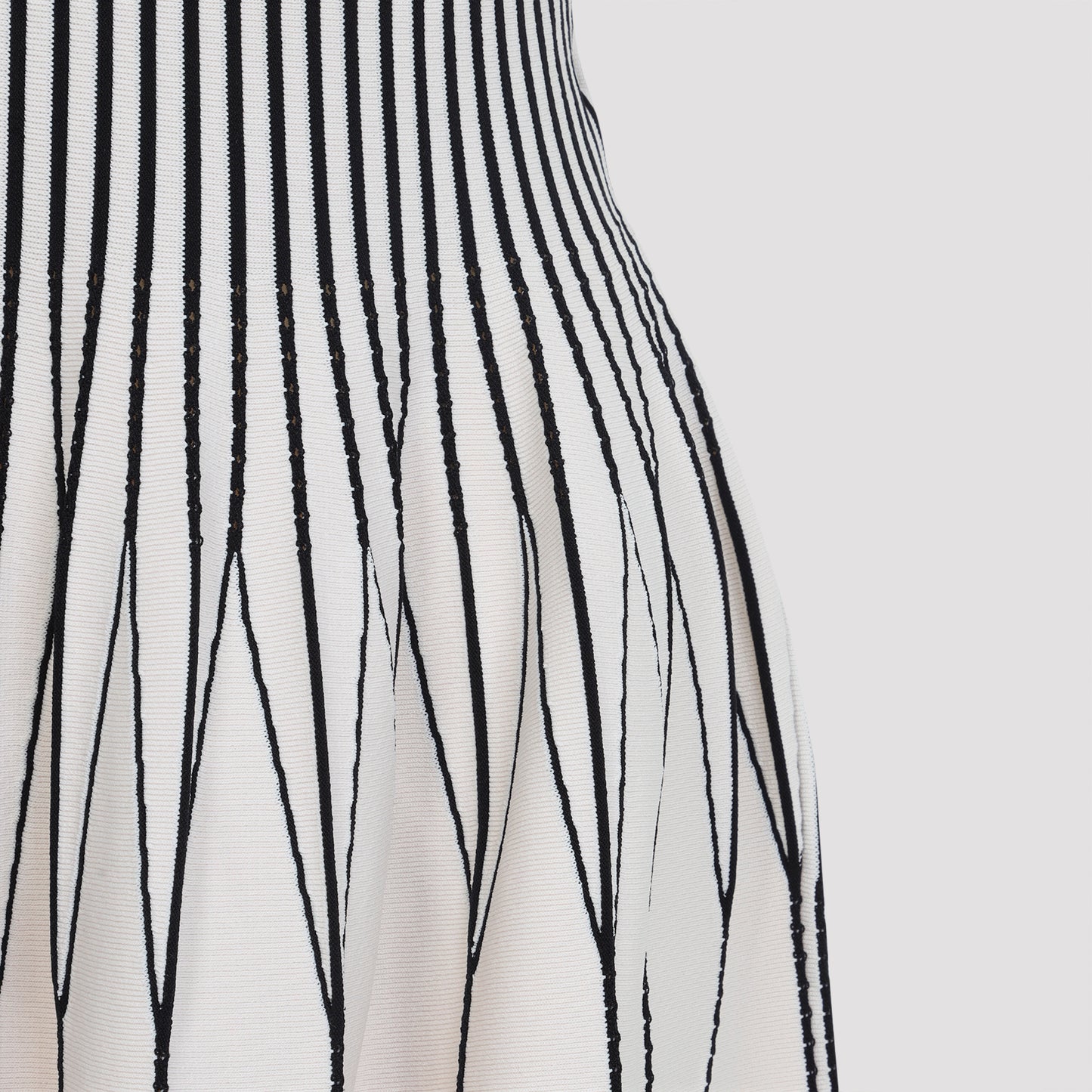 White and Black Knit Viscose Mini Dress