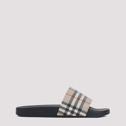 Archive Beige Check Polyurethane Slippers