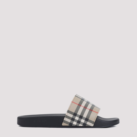 Archive Beige Check Polyurethane Slippers