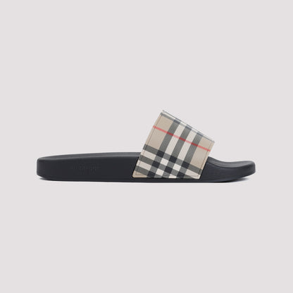 Archive Beige Check Polyurethane Slippers