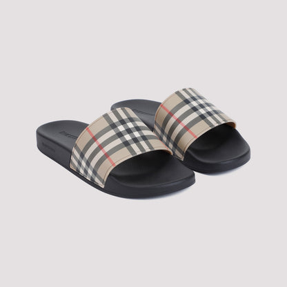 Archive Beige Check Polyurethane Slippers