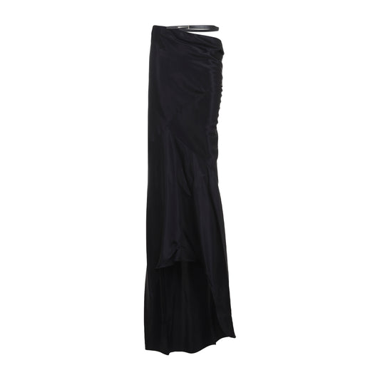 Black Silk Midi Skirt