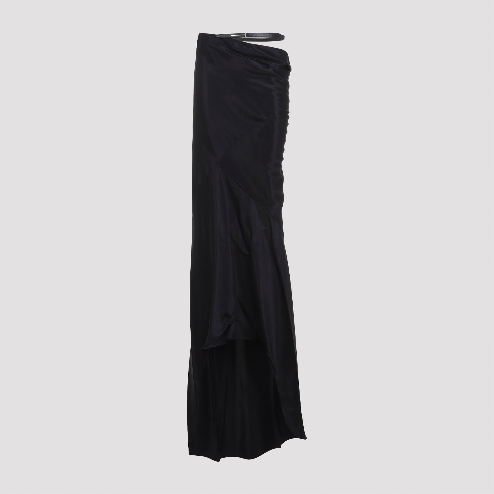 Black Silk Midi Skirt