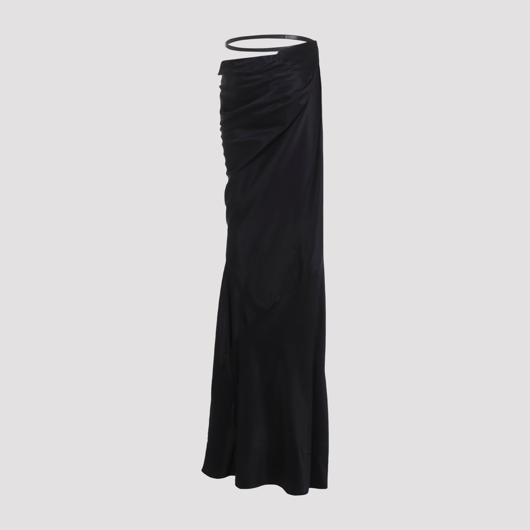 Black Silk Midi Skirt