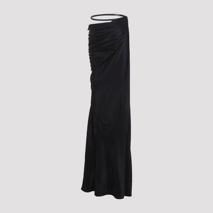 Black Silk Midi Skirt