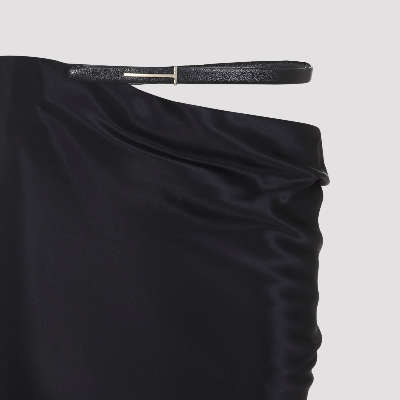 Black Silk Midi Skirt