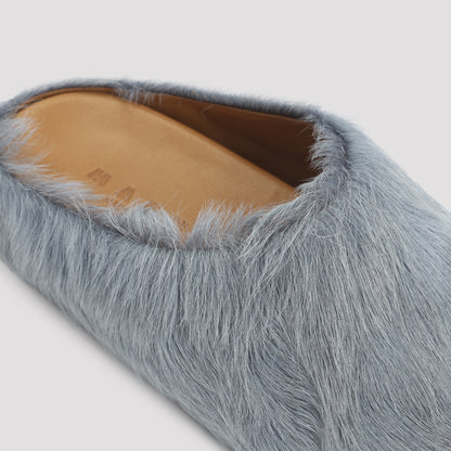 Aquamarine Calf Hair Fussbett Sabot Mules