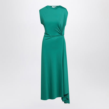Peacock Coloured Dress With Draping