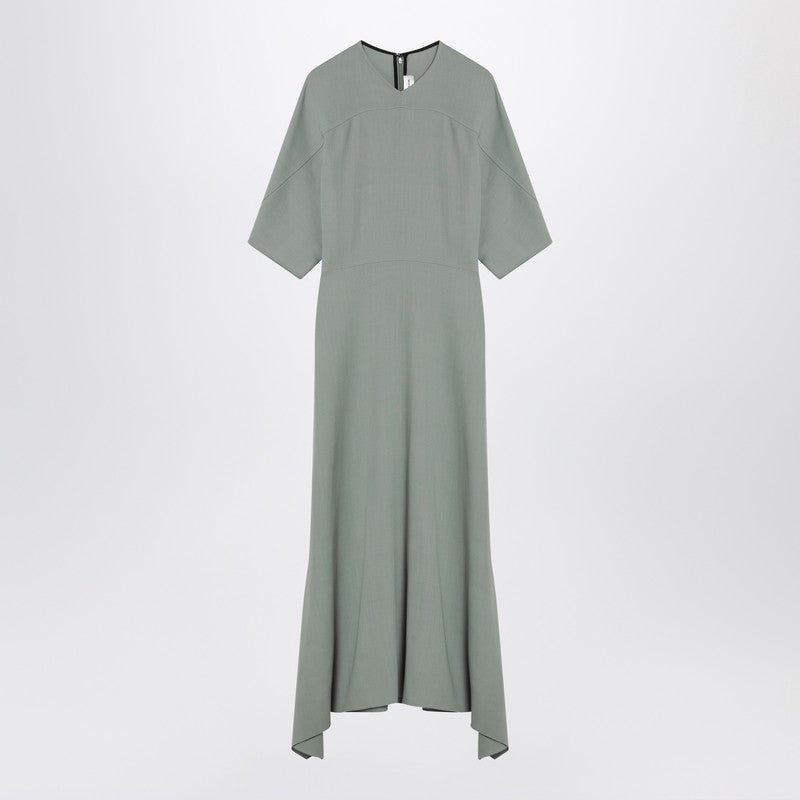 Grey Green Wool Blend Midi Dress