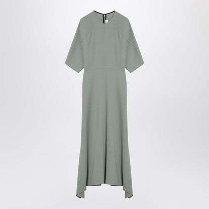 Grey Green Wool Blend Midi Dress