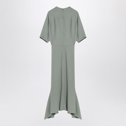 Grey Green Wool Blend Midi Dress