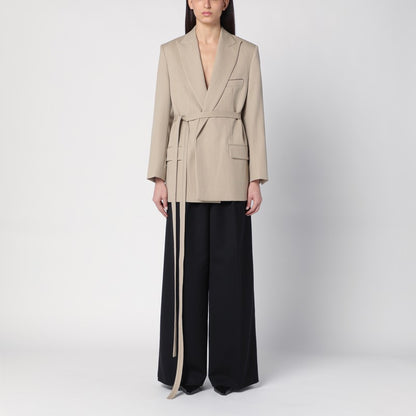 Beige Wool Jacket With Belt