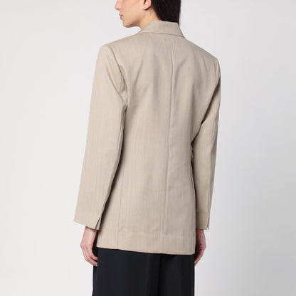 Beige Wool Jacket With Belt