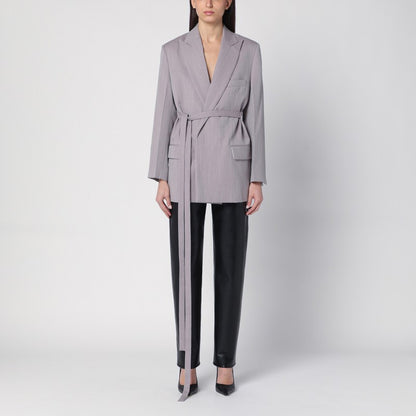 Light Grey Wool Jacket With Belt