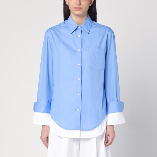 Double-layer Shirt In Light Blue/white