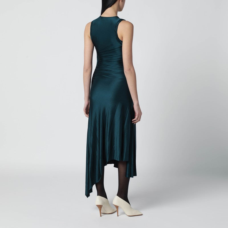 Twist dress in dark aqua green