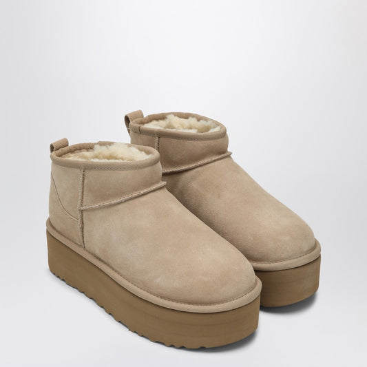 Classic Ultra Mini Boots With Sand-coloured Platform