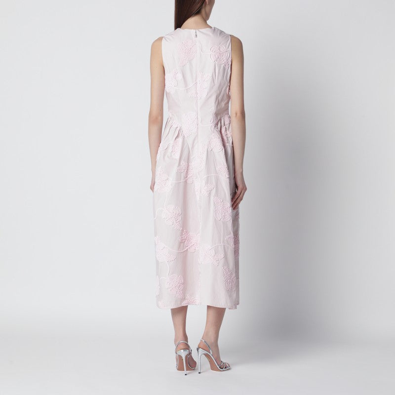 Orchid pink midi dress with floral embroidery