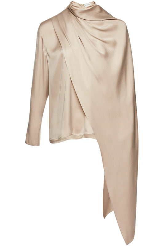 Cape-Effect Silk Blouse