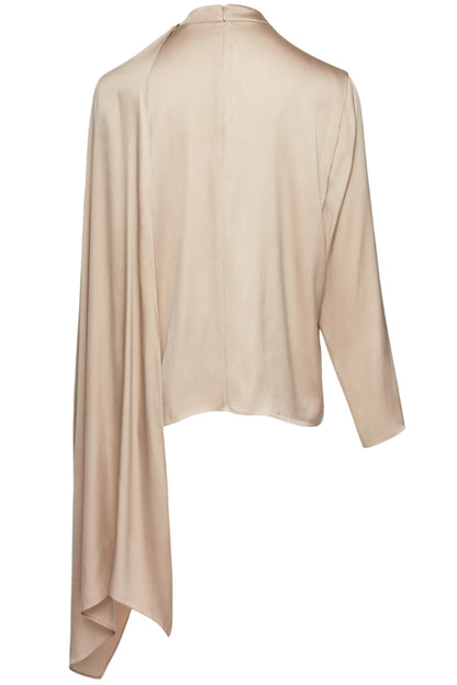 Cape-Effect Silk Blouse