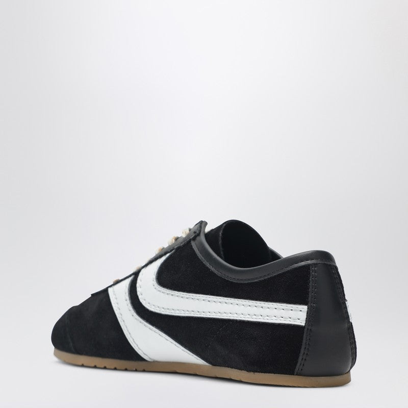 Black/white leather and suede sneakers