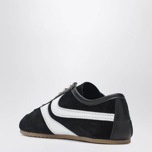 Black/white leather and suede sneakers