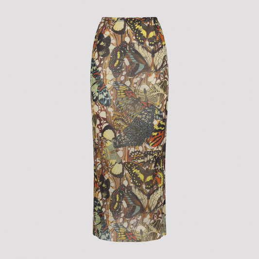 Multicolor The Yellow Butterfly Polyamide Long Skirt