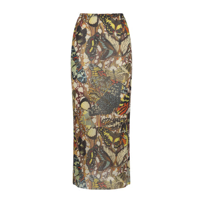 Multicolor The Yellow Butterfly Polyamide Long Skirt