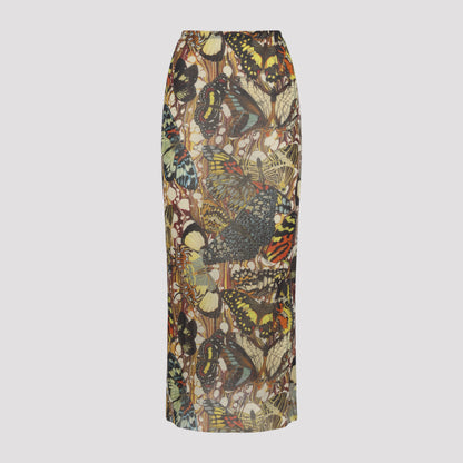Multicolor The Yellow Butterfly Polyamide Long Skirt